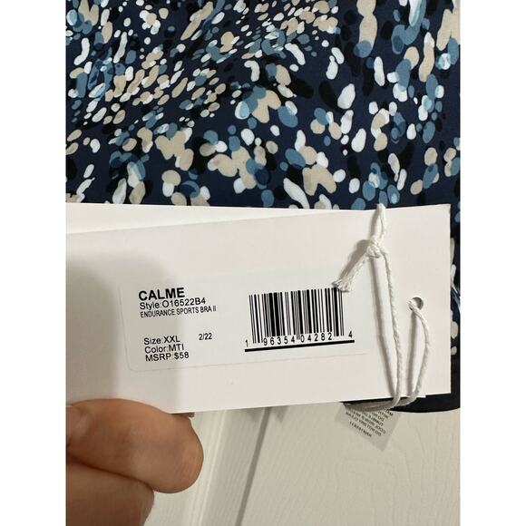 Calme Johnny was endurance sports bra ll navy polka dots size XXL NEW - Picture 4 of 6